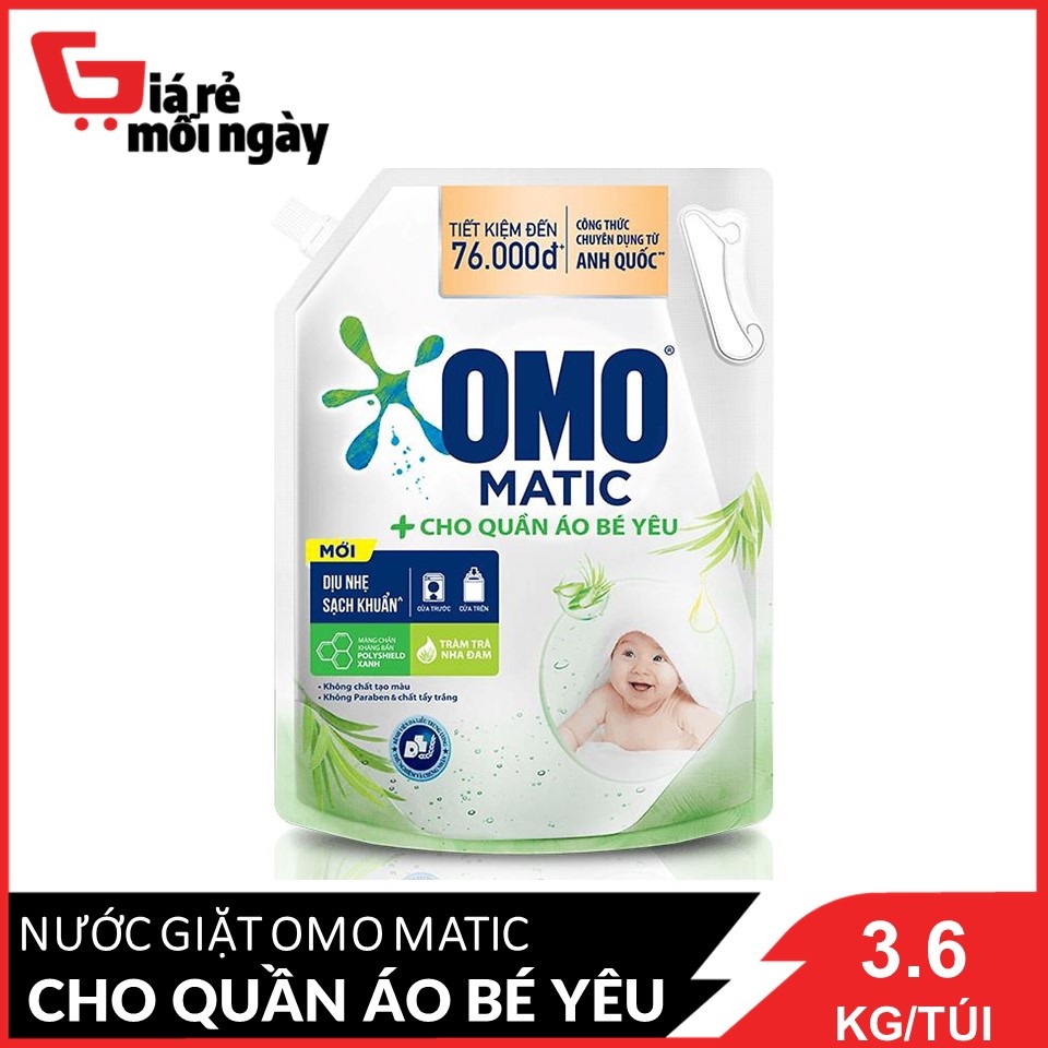 Nước Giặt OMO Matic Cho Quần Áo Bé Yêu 3.6kg