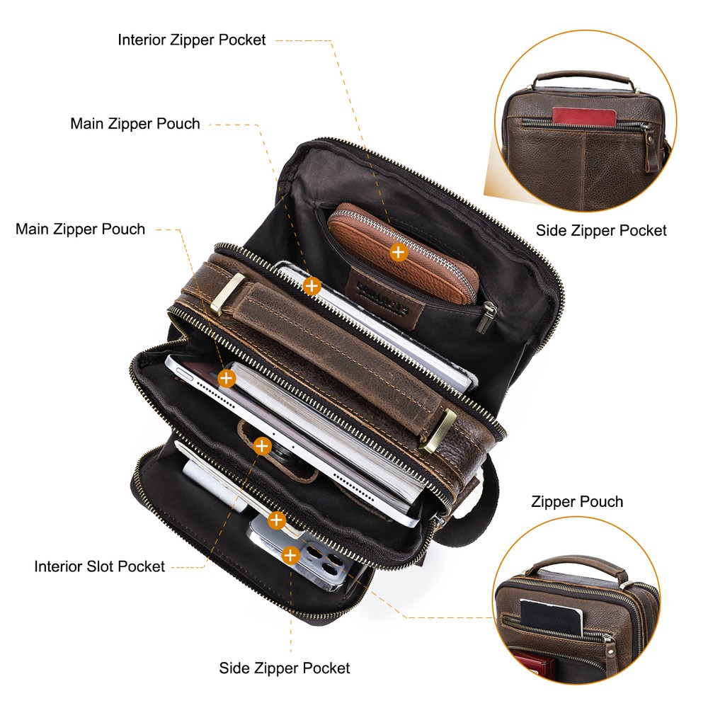 Túi đeo chéo Contact's MB108 bằng da thật thời trang cho nam | BigBuy360 - bigbuy360.vn