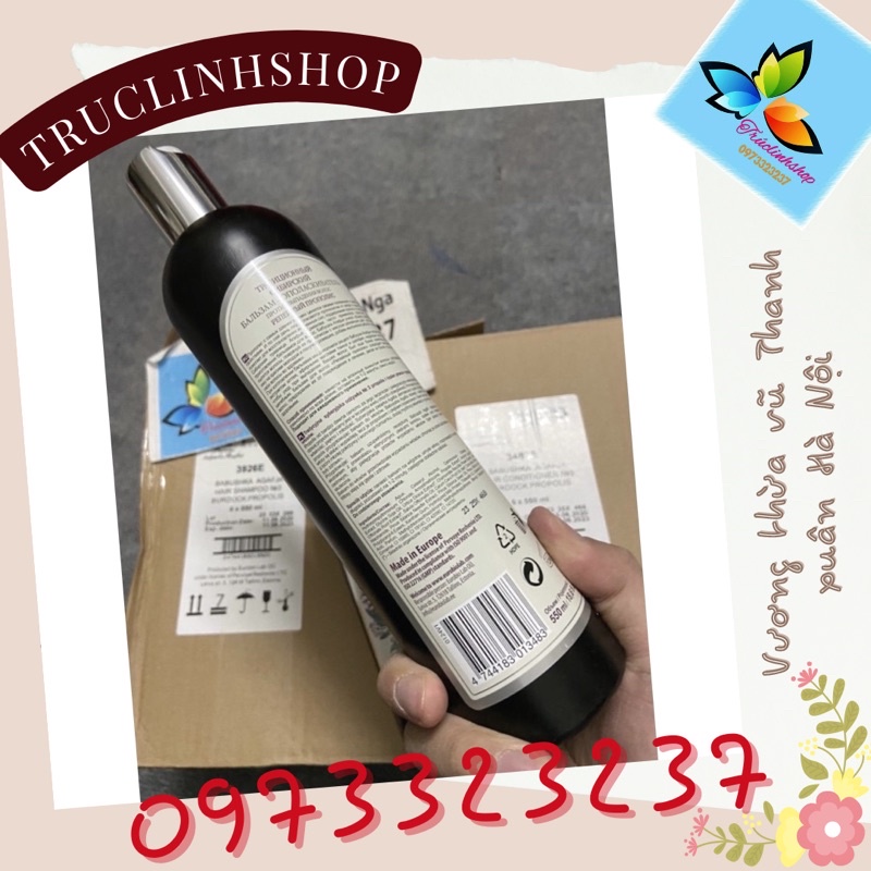 Combo dầu gội 550 ml và xả 550ml bà già Nga agafia số 3 giảm gãy rụng tóc