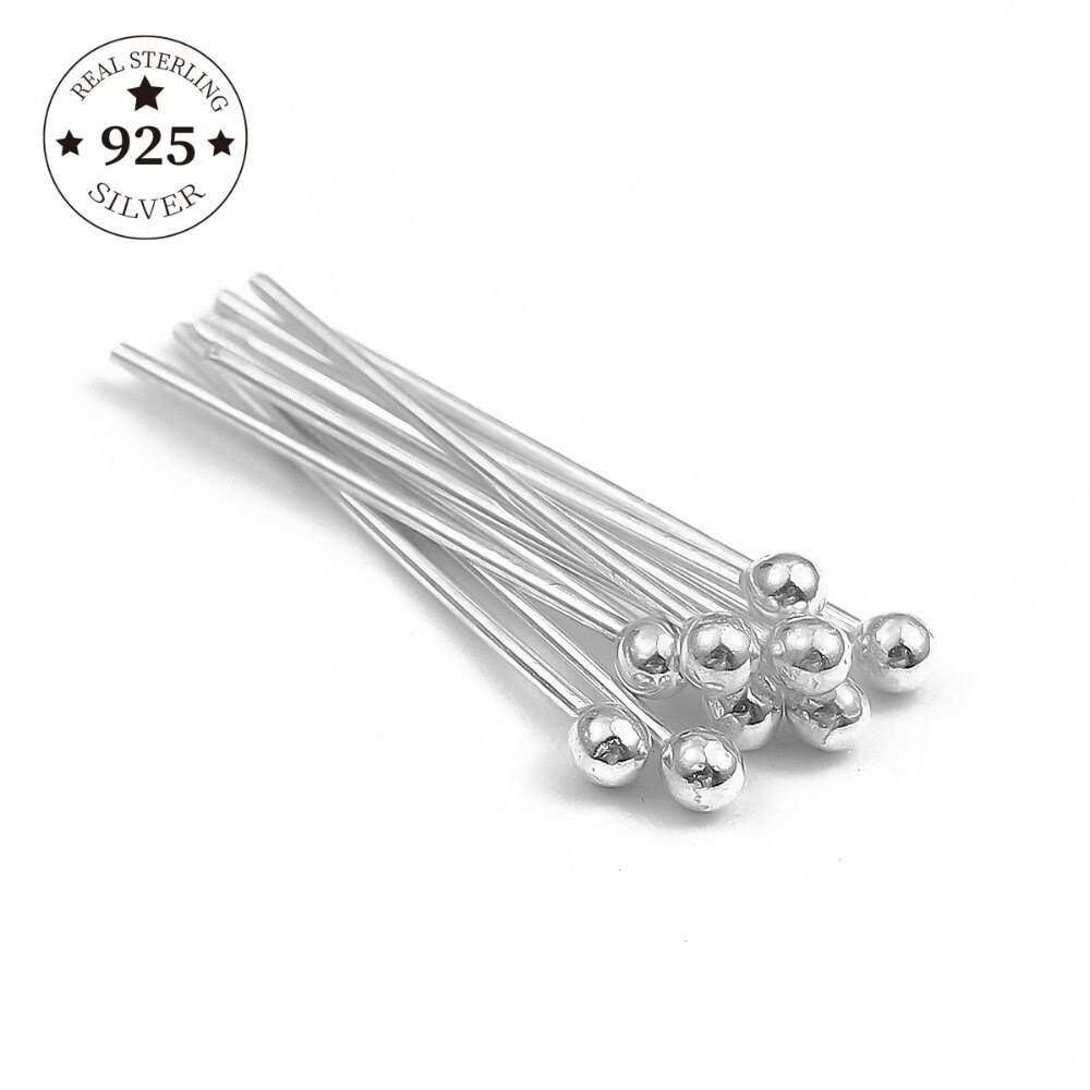 Set 2 kim gút tròn Beadia mạ bạc 925 làm đồ trang sức diy