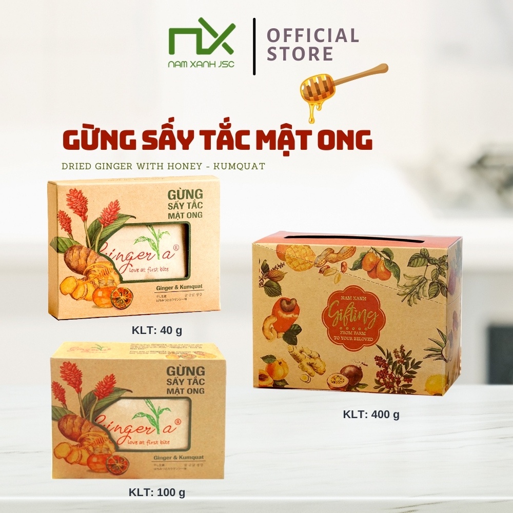 Gừng sấy tắc mật ong- Gừng quất mật ong chua ngọt Nam Xanh hộp 2 gói