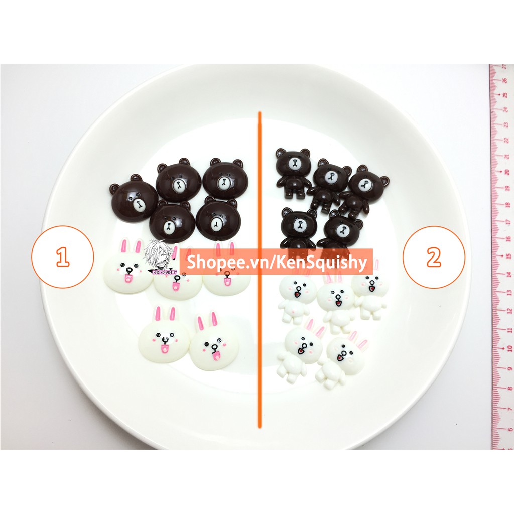 Cặp Đôi Mô Hình Thỏ Cony Gấu Brown Nguyên Liệu Làm Trang Trí