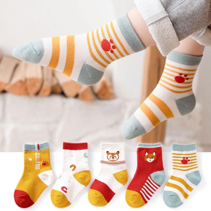 Set 5 đôi tất trẻ em tất cho bé 1-10 tuổi hàng Quảng Châu