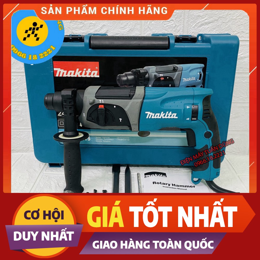 [FREE SHIP] Máy khoan đục bê tông Makita HR2470F, tặng 5 mũi và đầu khoan 13 ly [CAM KẾT CHÍNH HÃNG]