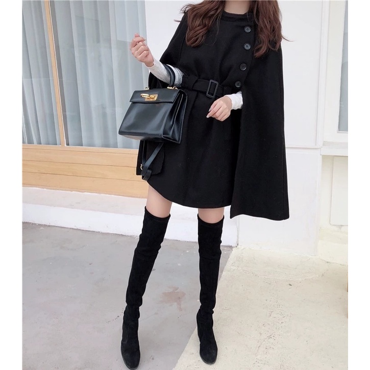 [Áo choàng cánh dơi] Áo dạ choàng tay cánh dơi phong cách hepburn Pháo nhẹ nhàng quý phái mùa thu đông | BigBuy360 - bigbuy360.vn