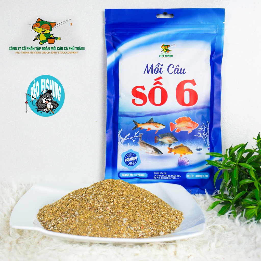 Mồi câu cá Phú Thành 5,6,7,8,9 300g dành cho câu cá chép, trắm, rô phi, diếc, trôi