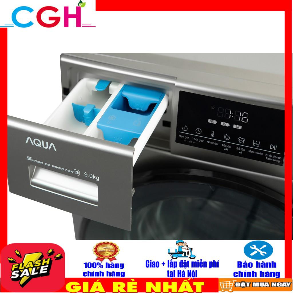 Máy giặt AQUA Inverter 9 Kg AQD-D900F.S (miễn phí vận chuyển tại nội thành hà nội)