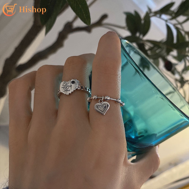 Nhẫn Bạc Thời Trang Hình Trái Tim/Chữ You Cho Nữ