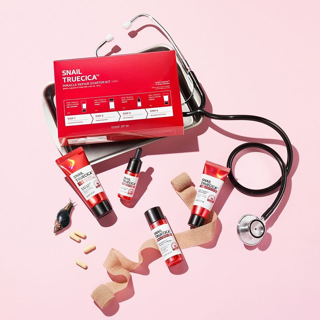 Bộ Kit 4 sản phẩm dưỡng phục hồi da, ngừa sẹo lõm Some By Mi Snail Truecica Miracle Repair Starter Kit | BigBuy360 - bigbuy360.vn