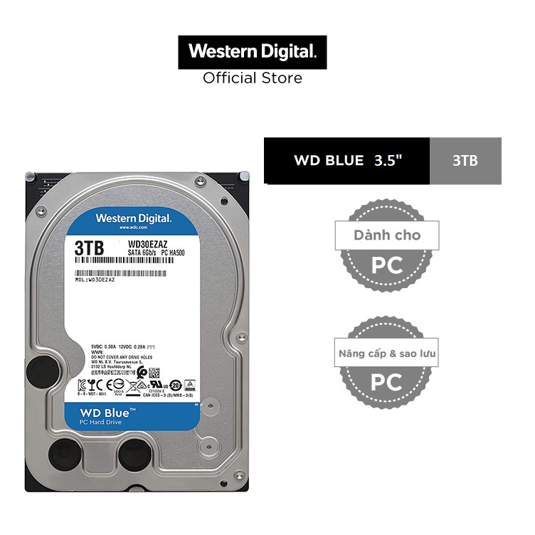 Ổ cứng gắn trong DESKTOP WD Blue 3TB, 3.5, SATA 3 - WD30EZAZ