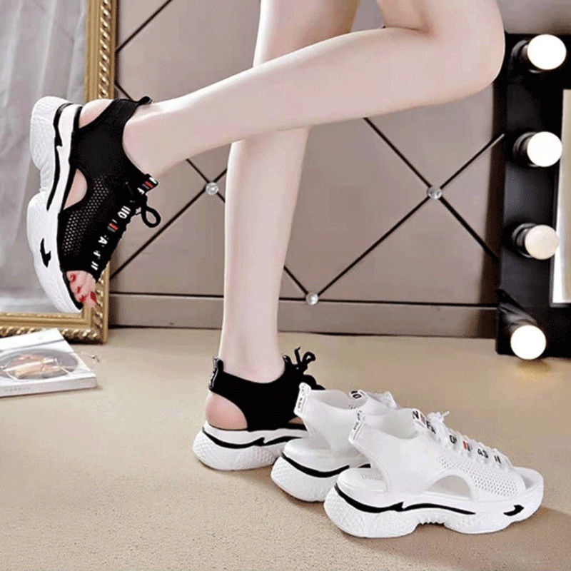 Giày sandal nữ Giày Sandal Thể Thao Mùa Hè Đế Dày Phối Lưới Thoáng Khí Phong Cách Mới