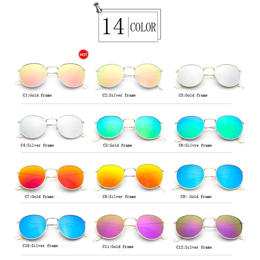 Kính mát gọng tròn tráng gương thời trang cho nữ