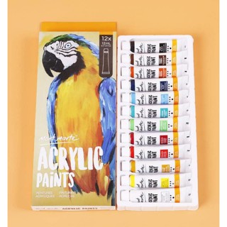 Hộp Màu tô, vẽ acrylic 12 màu cơ bản mont marte