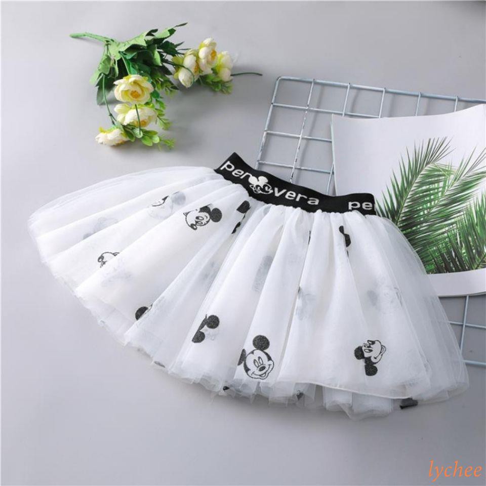 Chân váy xòe in hình chuột Mickey xinh xắn cho bé gái