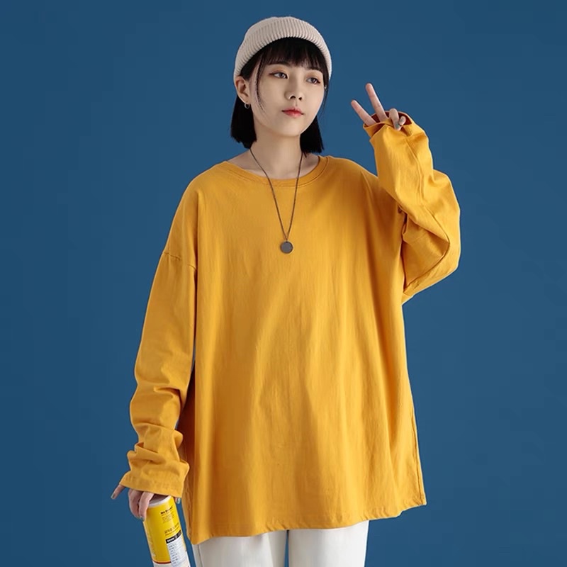 Áo thun trơn tay dài form dáng unisex cho nam nữ giá rẻ