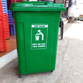 Thùng rác công cộng 90L có bánh xe.