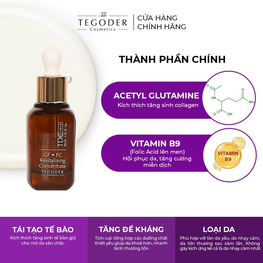 Tinh chất tăng cường tái tạo da toàn diện Tegoder GF FC Revitalising concentrate 30 ml mã 8792