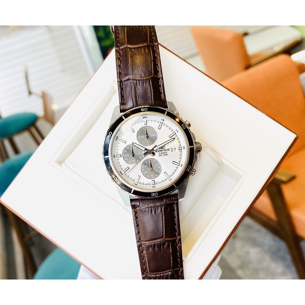 Đồng hồ nam Casio EDIFICE EFR-526L-7AVUDF Chính hãng - Dây Da - chống nước độ sâu 10