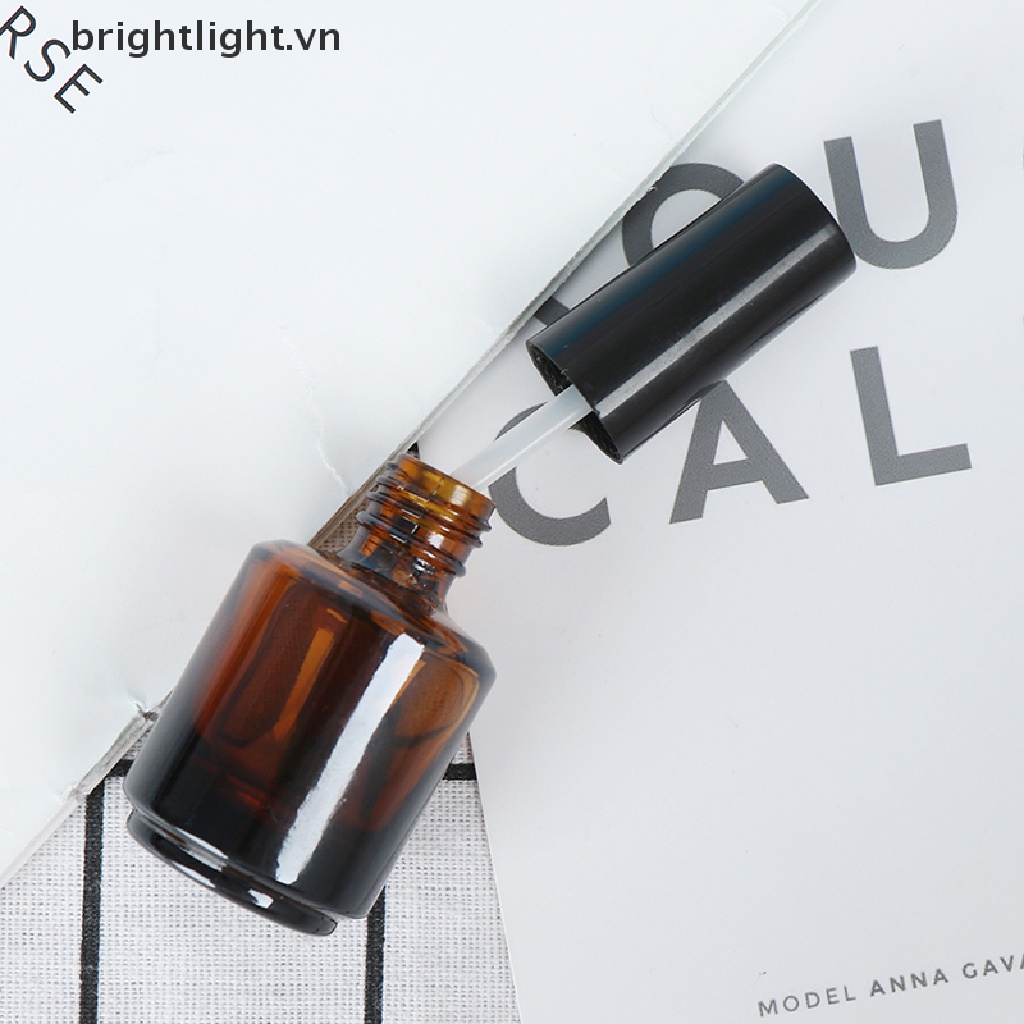 [Hàng mới về] Lọ sơn móng tay bằng thủy tinh màu nâu 15ml kèm cọ vệ sinh