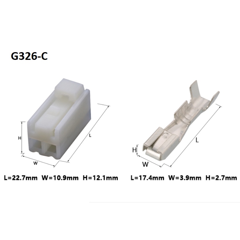 G326-Giắc cắm dây nịt 2 lỗ đầu nối xe hơi 3mm
