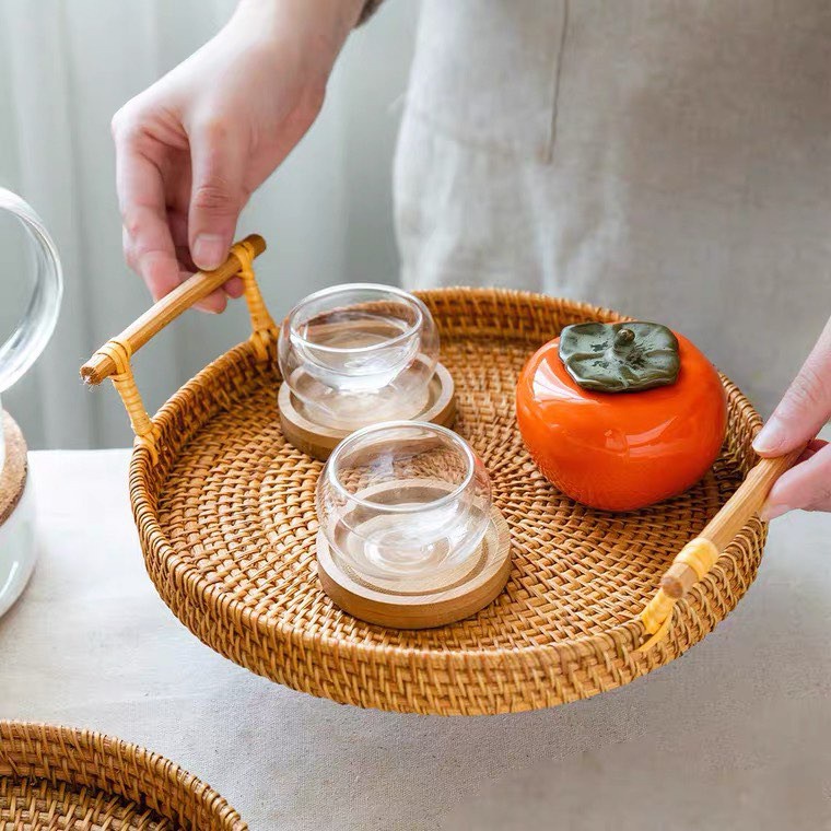 Khay mây tròn đựng đồ, trang trí nhà cửa, trang trí tiệc,Sỉ lẻ giá tốt nhất thị trường