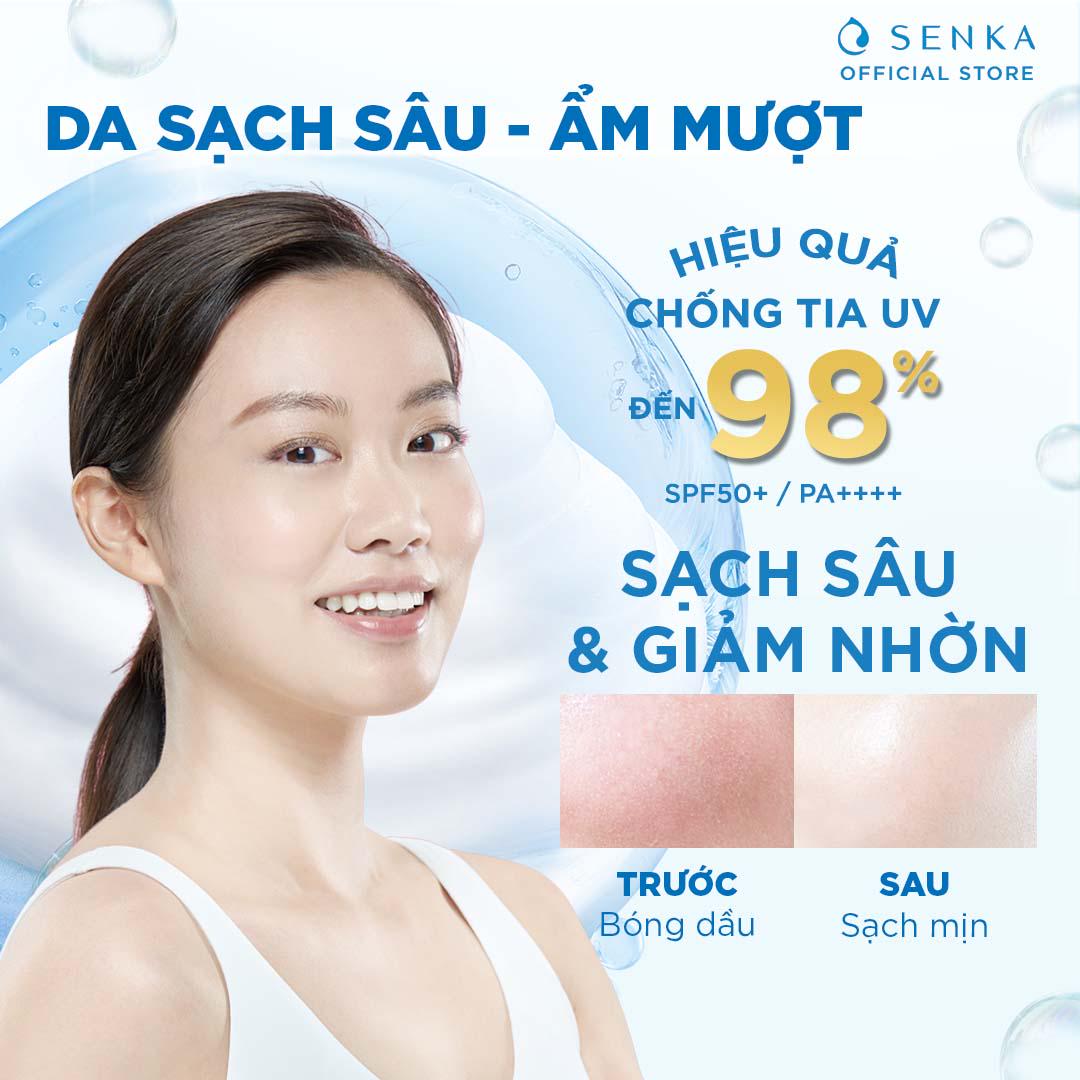 Combo Senka Làm Sạch Chống Nắng Kiềm Dầu Hoàn Hảo (Water Fresh 230ml + Perfect Whip 120g + UV Milk 40ml)