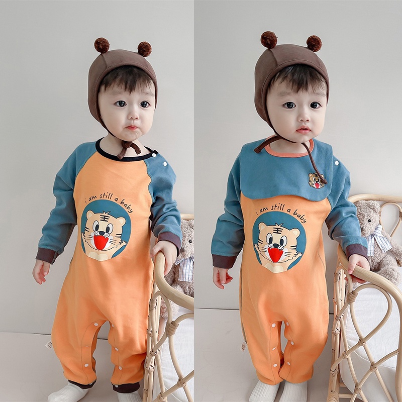 Bộ áo liền quần dài tay họa tiết hoạt hình đáng yêu thời trang Hàn Quốc xinh xắn cho bé