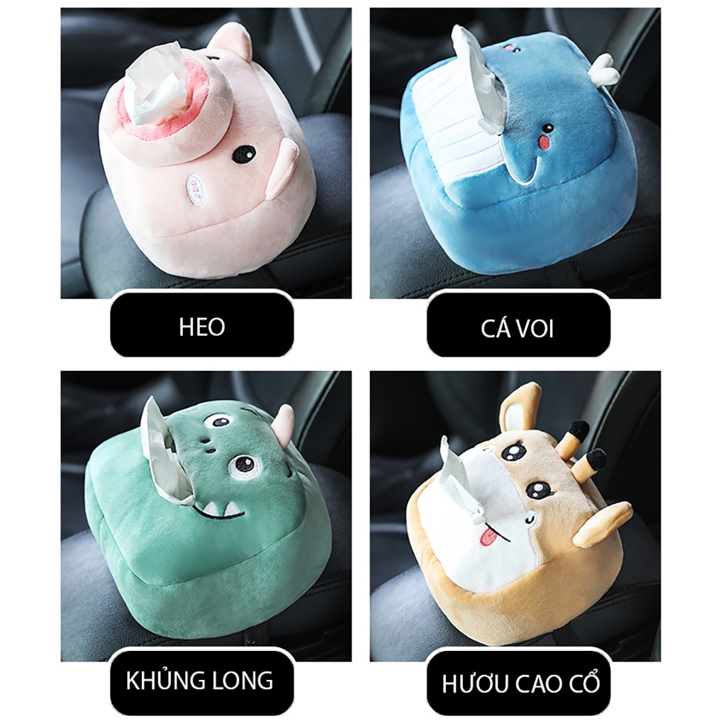Túi Đựng Khăn Giấy Treo Sau Ghế Ô Tô Hình Thú Bông Hoạt Hình (dùng cho bịch nhỏ dưới 20cm)