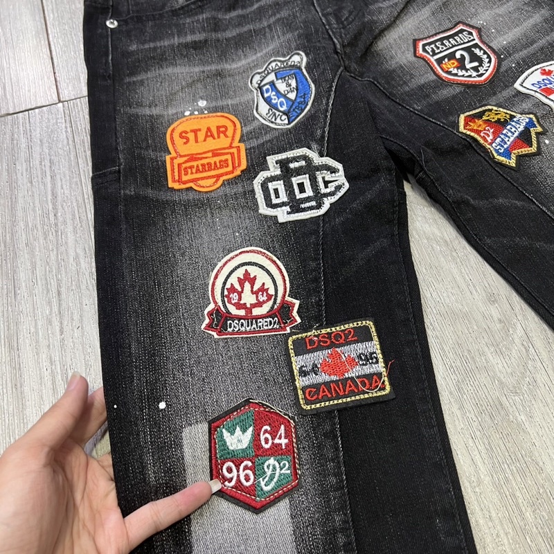 Quần bò nam ống côn Dsquared2 thêu logo 2 màu xanh đen mới hot trend 2022 - Jean biker item