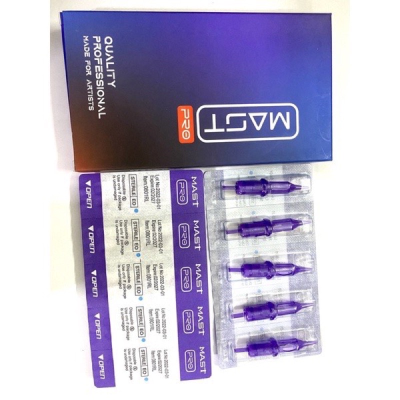 HỘP 10 KIM 1 MÁY PEN MAST PRO CHÍNH HÃNG, KIM MAST TÍM DÙNG CHO MÁY PEN TRONG PHUN XĂM