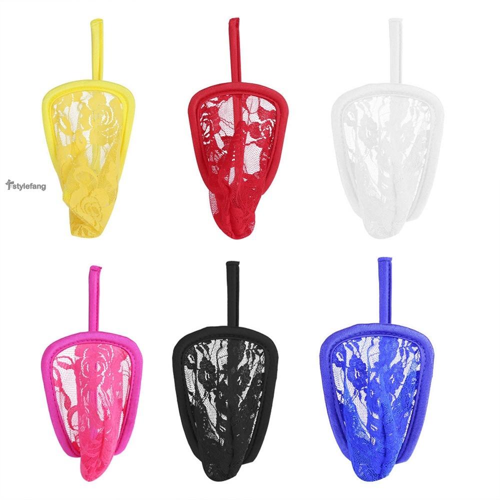 STYLEF-~Mens C-String Lace Lingerie Mens Sexy String Underwear C-String Floral-