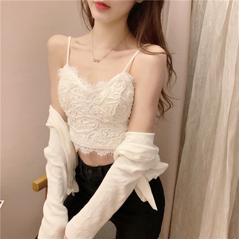 Áo bra dây dáng croptop nhún lưng tôn dáng co giãn