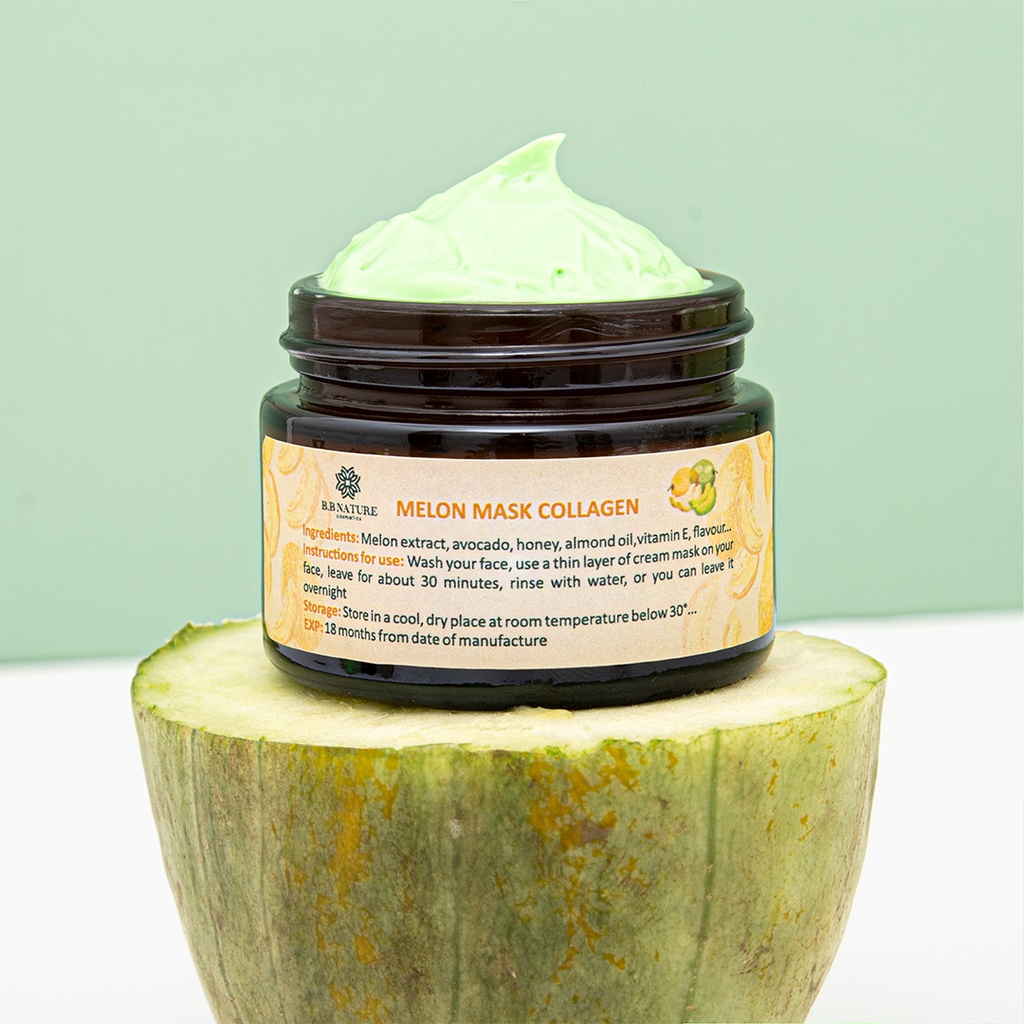 Mặt nạ cấp ẩm, chống lão hóa, làm sáng da Collagen Dưa Gang - Melon Collagen Mask B.B Nature 20-50gram