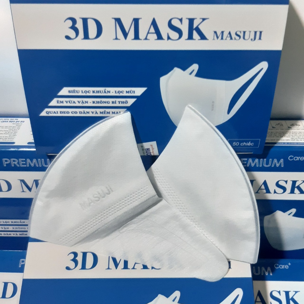 [Sale 3 ngày] Khẩu Trang 3D Mask  Masuji Xuân Lai Công nghệ Nhật Bản Hộp 50 Chiếc Lọc khuẩn Lọc Mùi Êm Mềm Mại