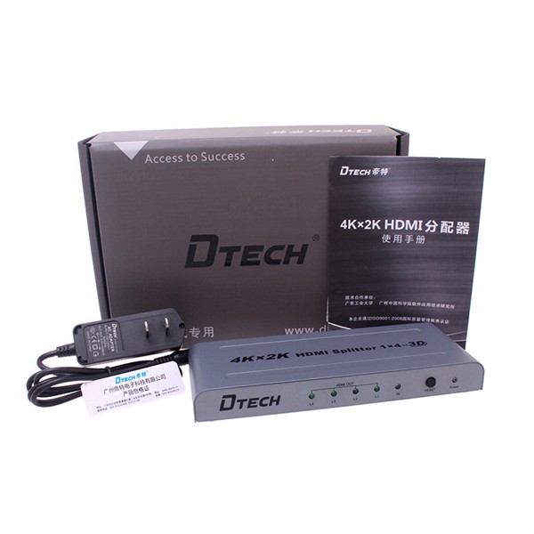 Bộ chia HDMI 1 ra 4 hỗ trợ 4K-2K chính hãng DTECH DT-7144