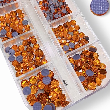 Đá Chân Lưới Nail 12 Khía Màu Cam Cháy Đính Móng ANGELICA 605