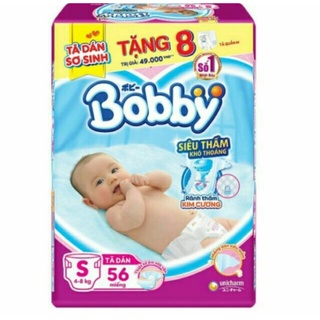 [Tặng thêm 6 miếng ] Tã dán Bobby size S 56 miếng chính hãng