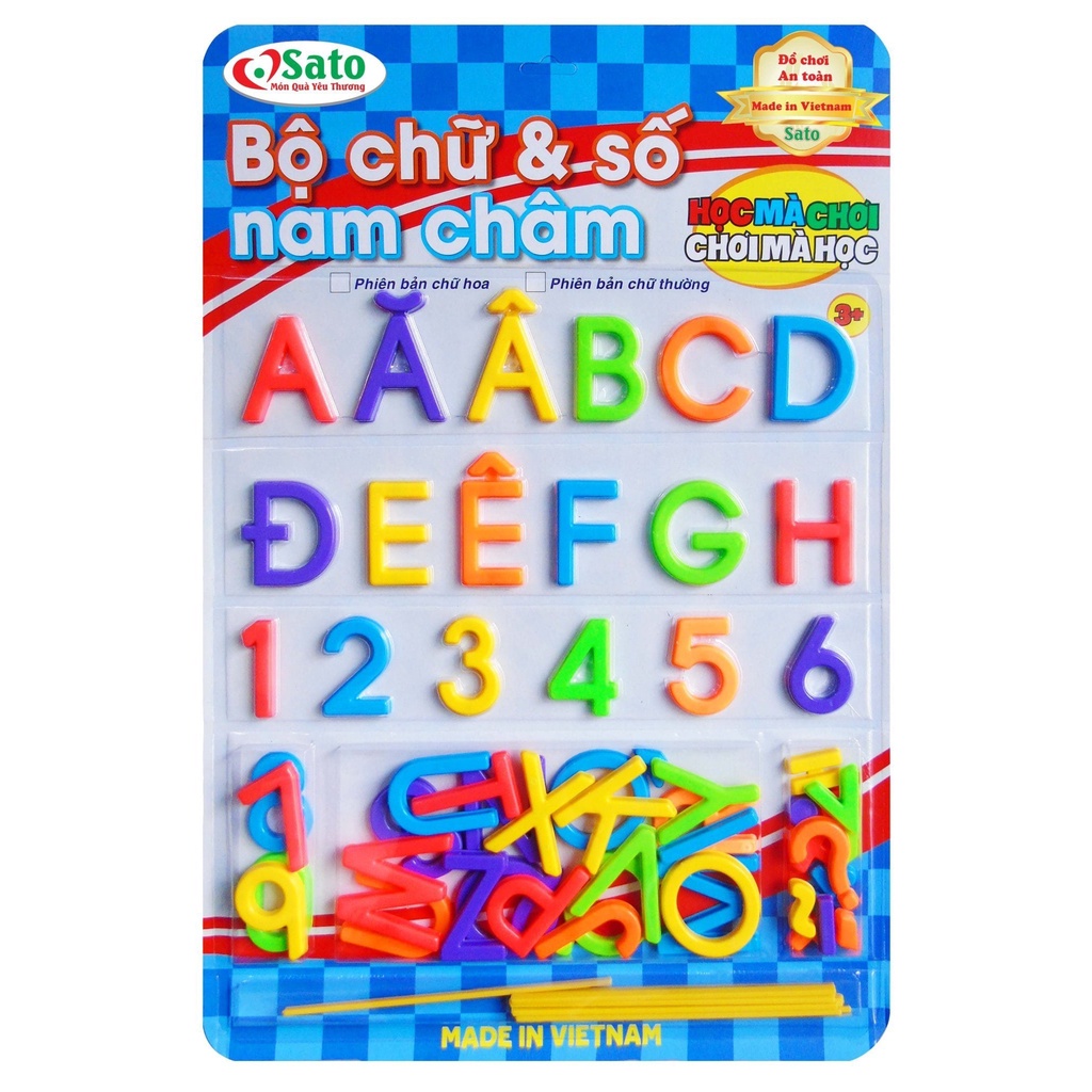 Bộ Chữ Hoa Tiếng Việt Và Số Kèm Que Tính Gắn Nam Châm Hàng Việt Nam ( Sato 93) Cho Bé Làm Quen Với Chữ Cái