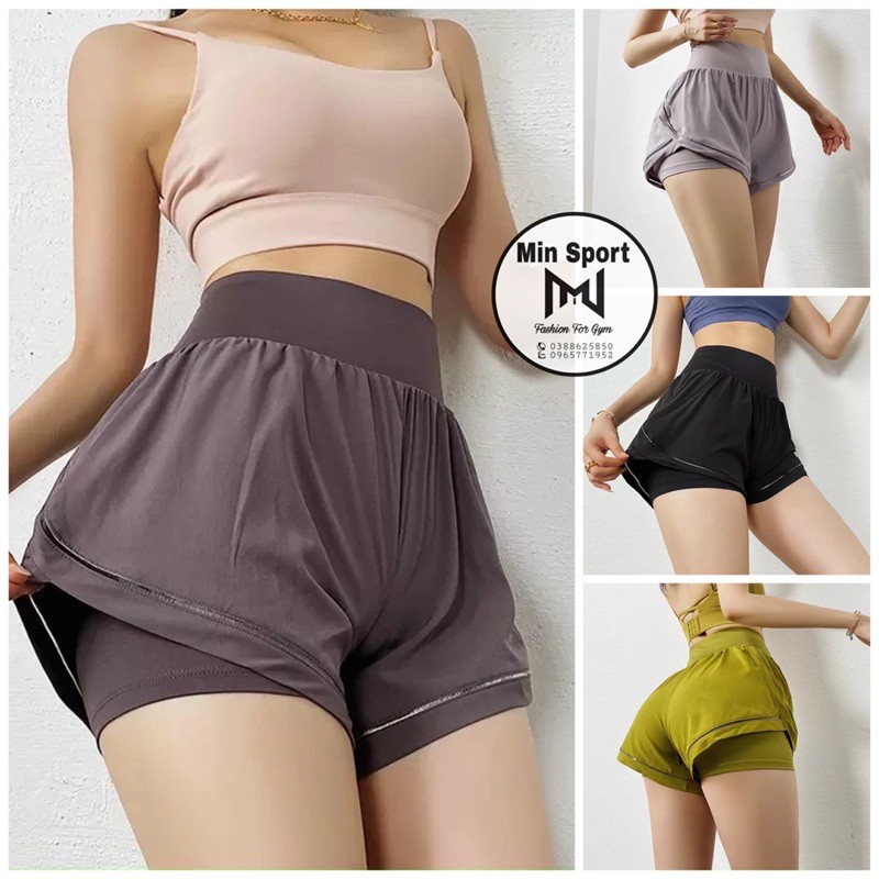 Quần short thể thao nữ 2 lớp, lưng thun dáng siêu đẹp