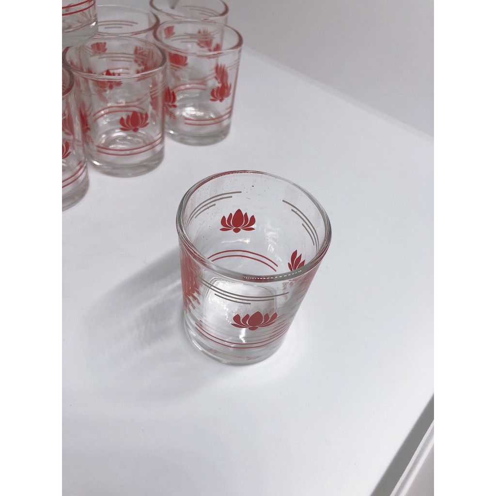 🌻 Bộ 12 Ly Thủy Tinh Uống Trà Hoa Sen