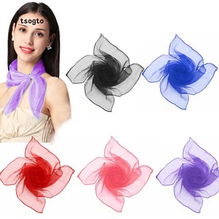 Khăn quàng vuông vải voan mỏng màu trơn thời trang