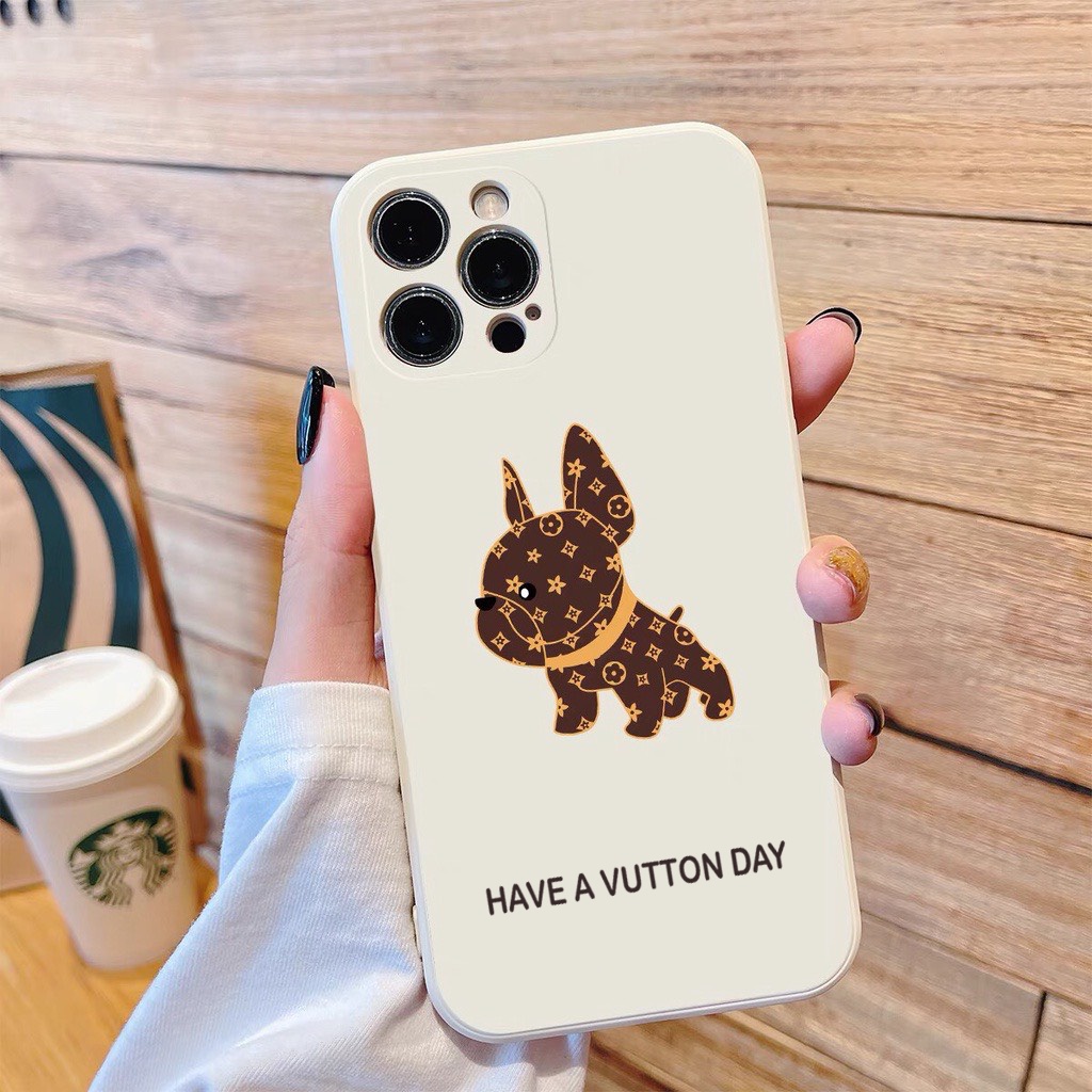 Ốp lưng iphone cạnh vuông giả 14 chó bull lv 6 5s/6/6plus/6s/6splus/7/7plus/8/8plus/x/xr/xs/11/12/pro/promax/13/14Promax
