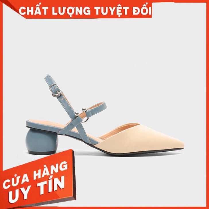 Giày Cao Gót DILY Thời Trang Phối Quai Gót Vuông 3cm Màu Xanh_ AA0215 - Hàng nhập khẩu