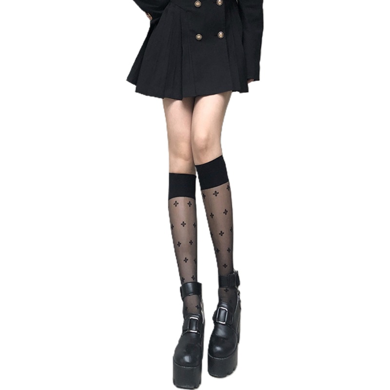 Xiangbao Vớ Dài Qua Gối Họa Tiết Hoa Bướm Kẻ Sọc Caro Phong Cách Lolita Nhật Bản Cho Nữ