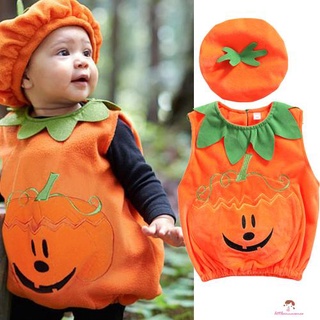 Bộ Đồ Hóa Trang Halloween Gồm Áo Không Tay Thêu Họa Tiết Quả Bí Ngô Và Quần Áo Kèm Mũ Dành Cho Trẻ Em Q7-Babies