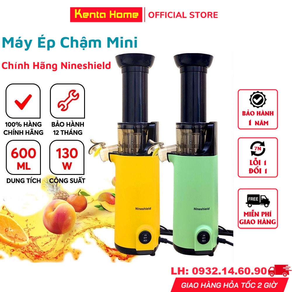 Máy ép chậm chính hãng Nineshield KB - F10B, Máy ép chậm trái cây hoa quả ép nguyên quả mạnh mẽ kiệt bã đến 97%,BH 1 Năm