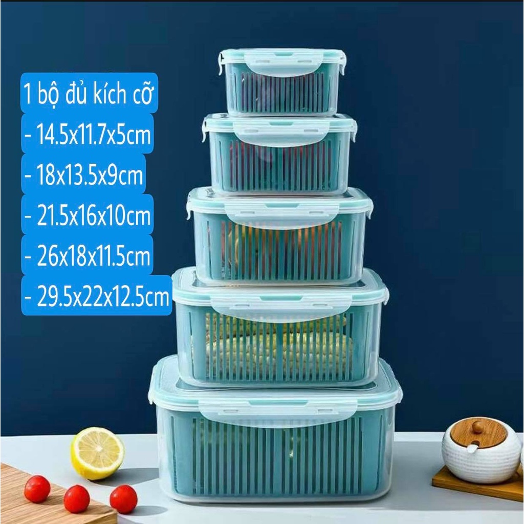 MVP2229 HỘP ĐỰNG ĐỒ BẢO QUẢN TỦ LẠNHFREESHIPBộ Set 5 Rổ Hộp Đựng Đồ Tủ Lạnh Đa Năng Thông Minh Cao Cấp