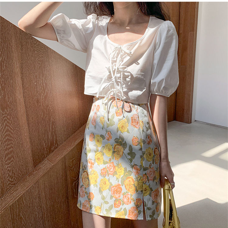 Set Áo Sơ Mi Trắng Phối Chân Váy Thời Trang Hè 2021 Cho Nữ