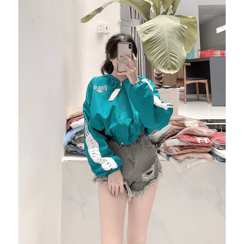 Áo Khoác Nữ 2 Lớp Phối Sọc Tay Có Nón - CLITUS FASHION