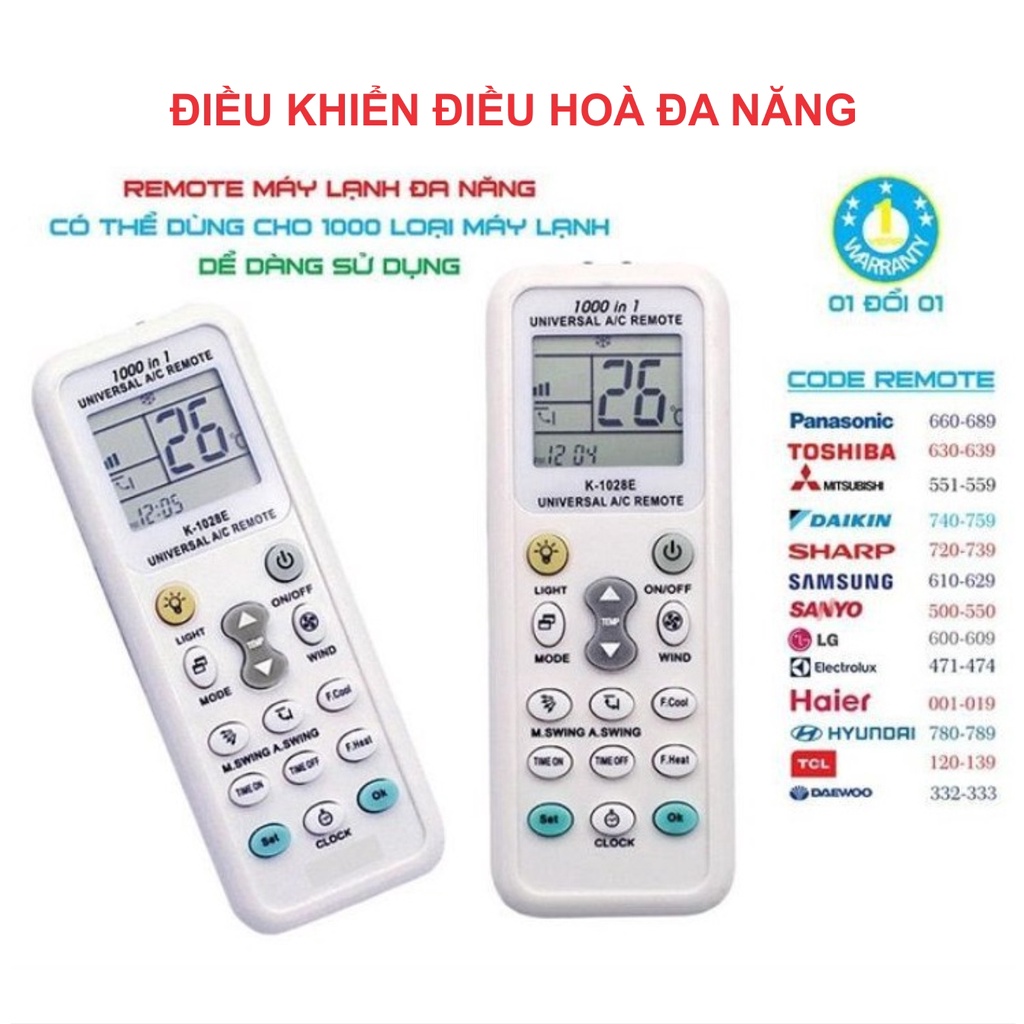 Điều khiển điều hoà đa năng K-1028E